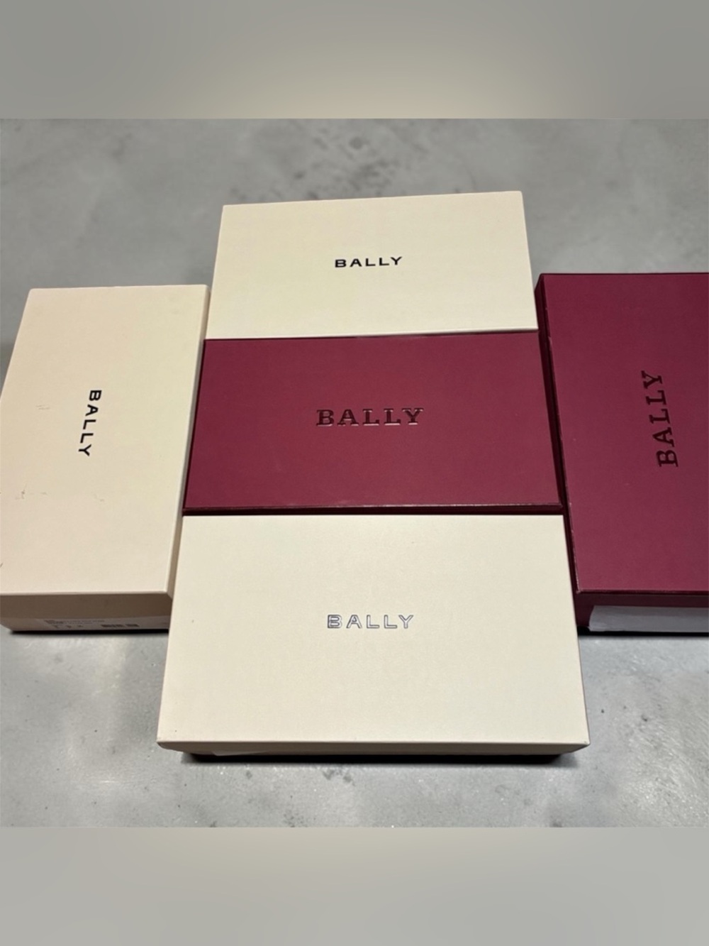 Bally Cream and Burgundy Branded Boxes(LOT OF 5)